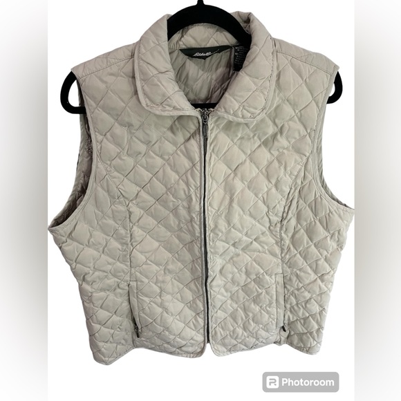 Eddie Bauer Cream Quilted Goose Down Vest Size XL - Picture 1 of 10